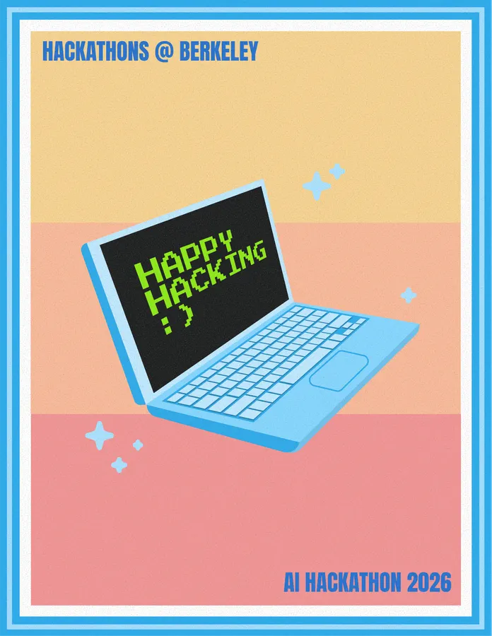Happy Hacking poster, blue colorway