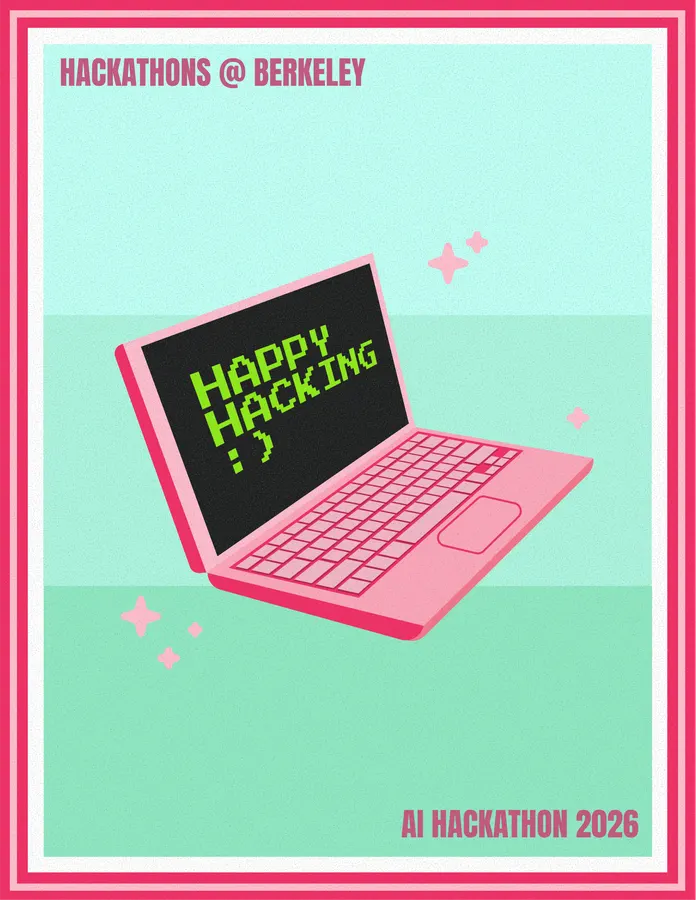 Happy Hacking poster, pink colorway