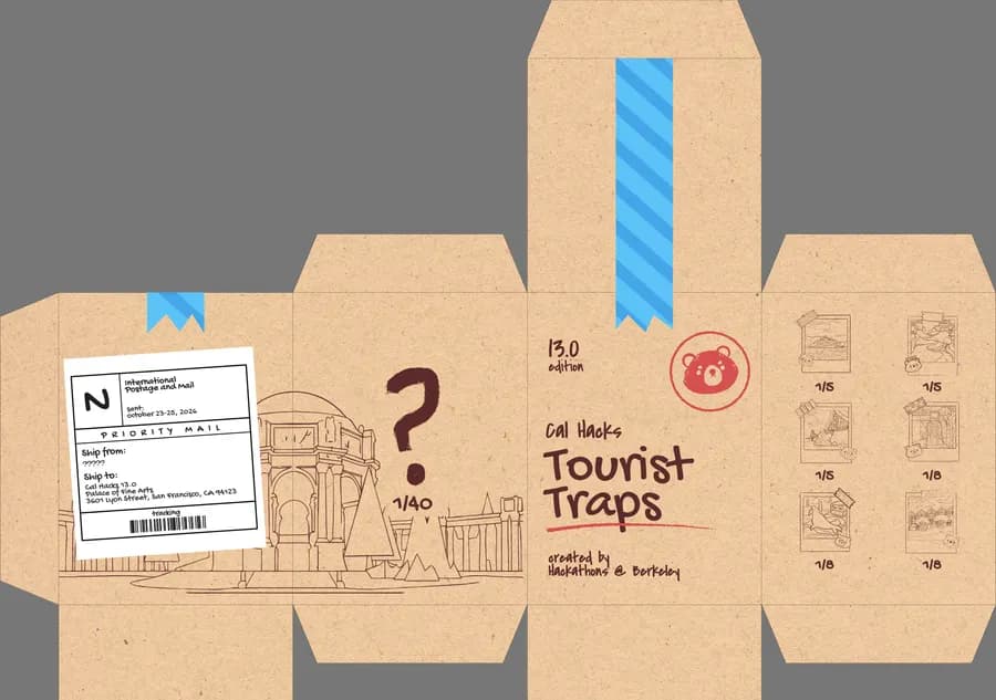 Tourist Traps blind box dieline, flat